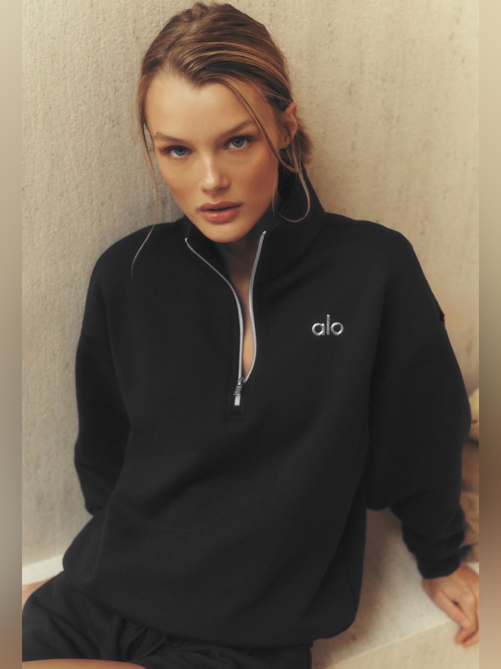 ALO Yoga NWT Accolade 1/4 Zip Pullover Black Size XS